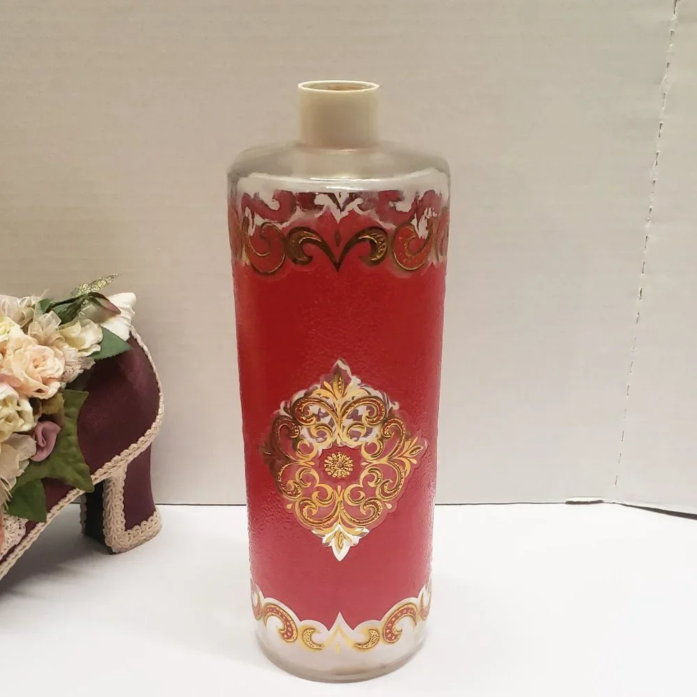 Vintage Starlyte Red & Gold Hand Painted Jar Art Deco Decor